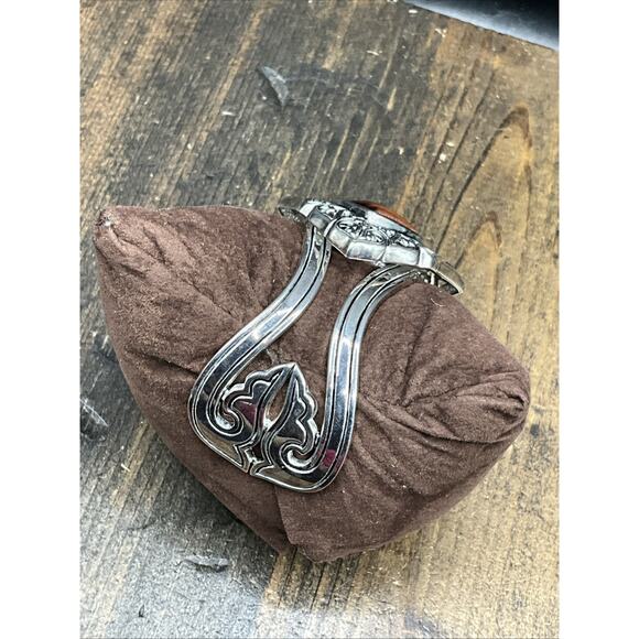 Barse Flourish Cuff Bracelet-Red Tigers Eye- Silver- NWT main image 5